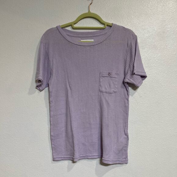 Current/Elliott Purple Ribbed Short Sleeve Tee Sz L NWOT - Picture 2 of 11
